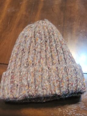 Time and Tru Multicolor Speckled Knit Beanie - Cream Base